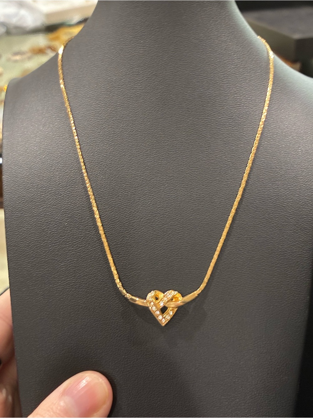 Vintage Christian Dior Gold Tone Twisted Heart Necklace